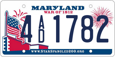 MD license plate 4AD1782