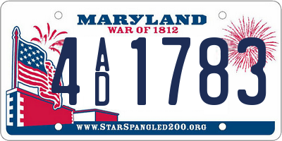 MD license plate 4AD1783