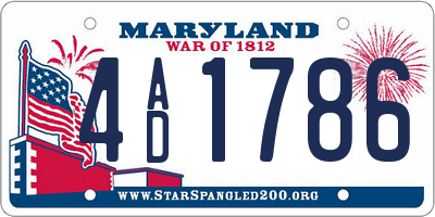MD license plate 4AD1786