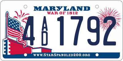 MD license plate 4AD1792