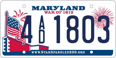 MD license plate 4AD1803