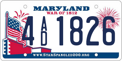 MD license plate 4AD1826