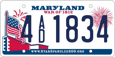 MD license plate 4AD1834