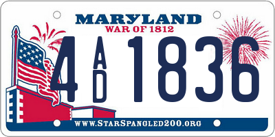 MD license plate 4AD1836
