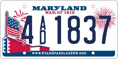 MD license plate 4AD1837