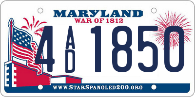 MD license plate 4AD1850