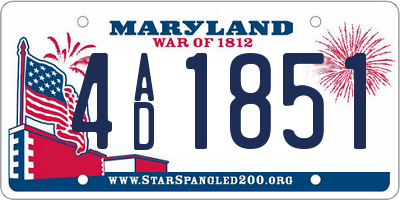 MD license plate 4AD1851