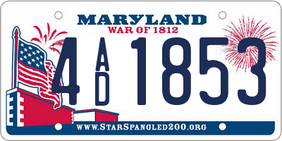 MD license plate 4AD1853
