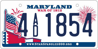 MD license plate 4AD1854