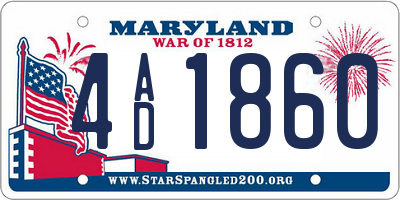 MD license plate 4AD1860