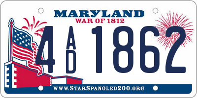 MD license plate 4AD1862