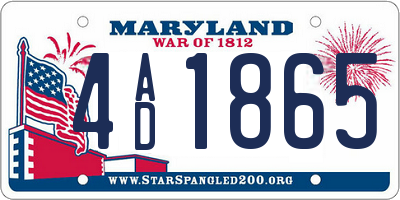 MD license plate 4AD1865