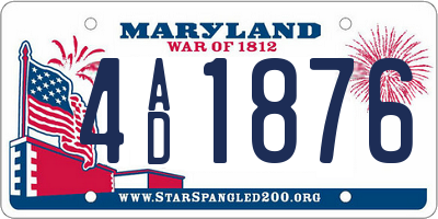 MD license plate 4AD1876