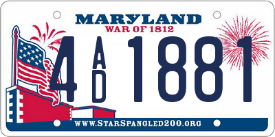 MD license plate 4AD1881