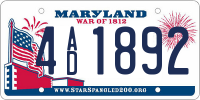 MD license plate 4AD1892
