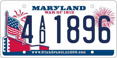 MD license plate 4AD1896