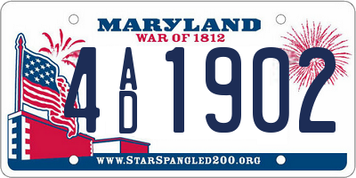 MD license plate 4AD1902