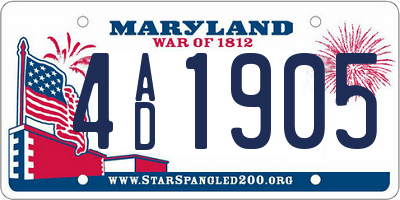 MD license plate 4AD1905