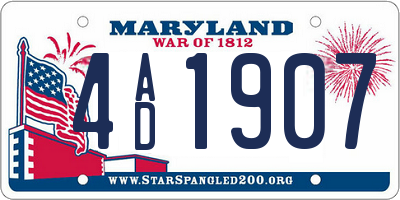 MD license plate 4AD1907