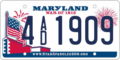 MD license plate 4AD1909
