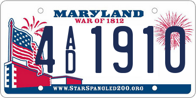 MD license plate 4AD1910
