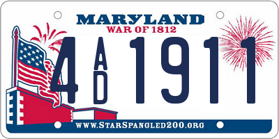 MD license plate 4AD1911