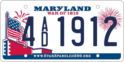 MD license plate 4AD1912