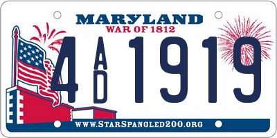 MD license plate 4AD1919
