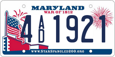 MD license plate 4AD1921
