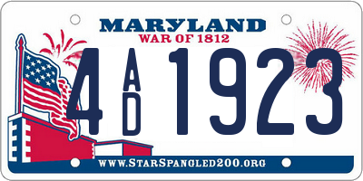 MD license plate 4AD1923