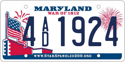 MD license plate 4AD1924