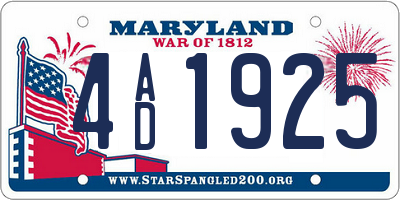 MD license plate 4AD1925