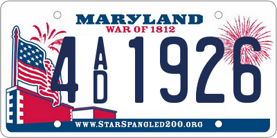 MD license plate 4AD1926