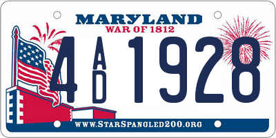 MD license plate 4AD1928