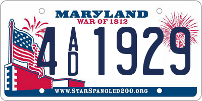 MD license plate 4AD1929