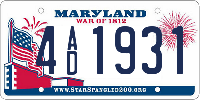 MD license plate 4AD1931