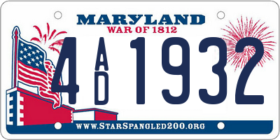 MD license plate 4AD1932