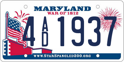 MD license plate 4AD1937