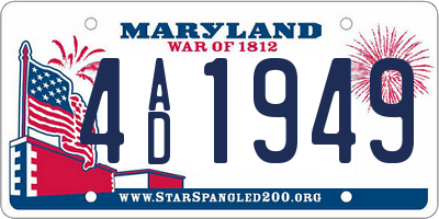 MD license plate 4AD1949
