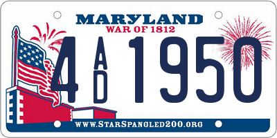 MD license plate 4AD1950