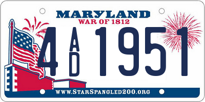 MD license plate 4AD1951
