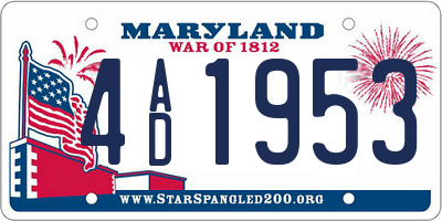 MD license plate 4AD1953