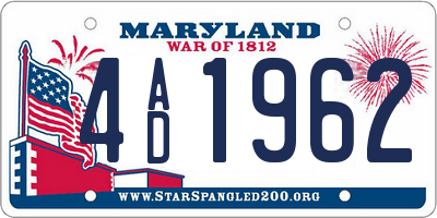 MD license plate 4AD1962