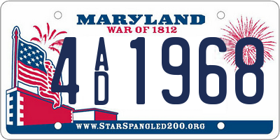 MD license plate 4AD1968