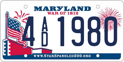 MD license plate 4AD1980