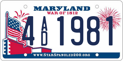 MD license plate 4AD1981