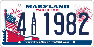 MD license plate 4AD1982