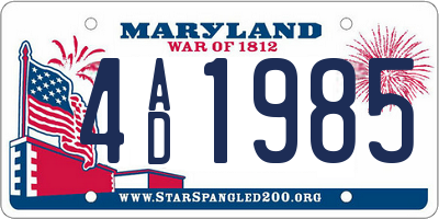 MD license plate 4AD1985
