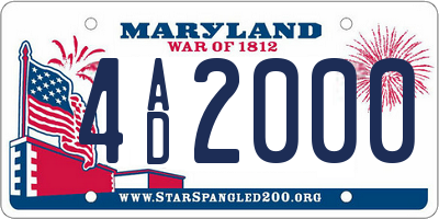 MD license plate 4AD2000
