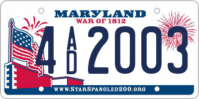 MD license plate 4AD2003